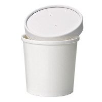 Pot carton blanc chaud et froid avec couvercle carton   H100mm 470ml