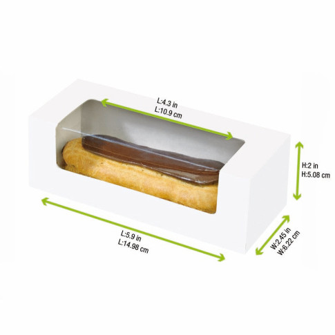 Boite carton à fenêtre pour éclair ou macaron  150x60mm H50mm