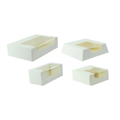 Boite carton à fenêtre pour éclair ou macaron  150x60mm H50mm