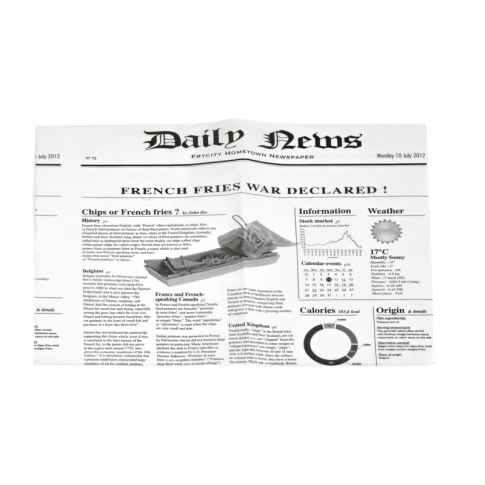 Papier alimentaire blanc ingraissable impression journal  270x350mm