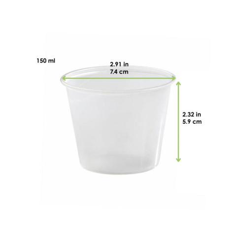 Pot plastique PS translucide rond   H59mm 150ml