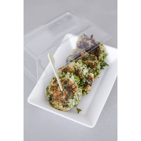 Couvercle dôme rectangulaire transparent en plastique PET  132x132mm H31mm