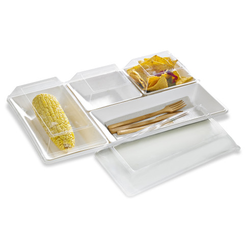 Couvercle dôme rectangulaire transparent en plastique PET  132x132mm H31mm