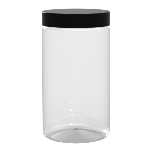 Couvercle plat noir en plastique PP, à visser  H16mm