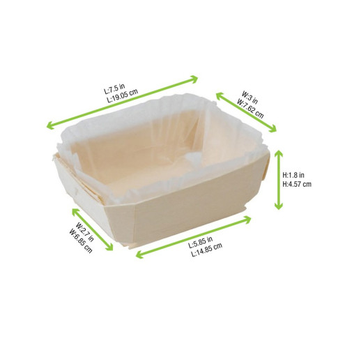 Moule de cuisson bois "Tristan"  avec caissette papier  185x80mm H40mm 600ml
