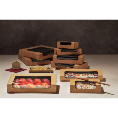 Boîte sushi avec fenêtre antibuée pour 40-60 pieces 250x250mm H40mm