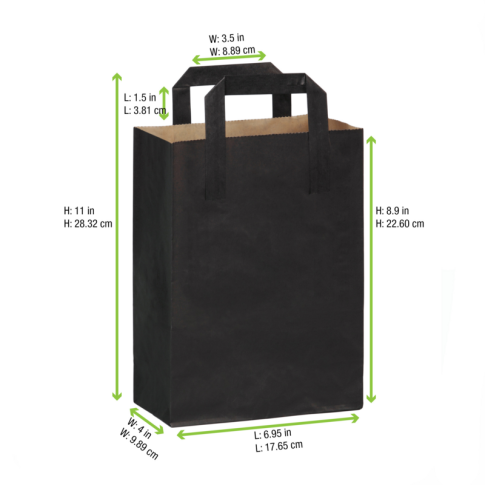 Sac cabas papier kraft brun recyclé imprimé noir 180x85mm H230mm
