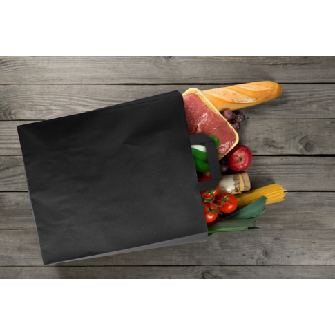 Sac cabas papier kraft brun recyclé imprimé noir 180x85mm H230mm