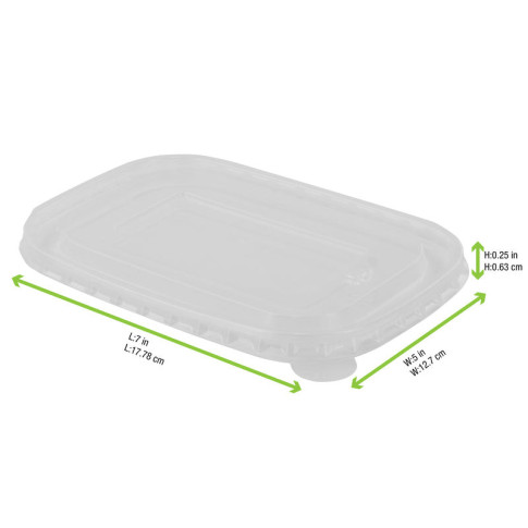 Couvercle rectangulaire plat transparent en plastique PP 172x122mm H9mm