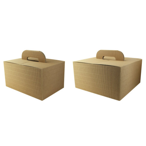Boite carton kraft avec poignée "Lunchgo"  335x335mm H175mm
