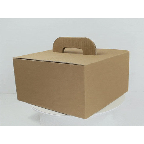Boite carton kraft avec poignée "Lunchgo"  335x335mm H175mm
