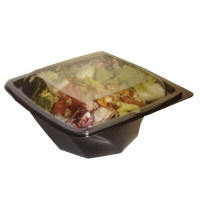 Saladier plastique PET carré noir vrillé 200x200mm H80mm 1000ml