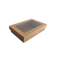 Boîte "Kray" rectangulaire carton avec couvercle à fenêtre 225x155mm H53mm