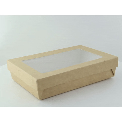 Boîte "Kray" rectangulaire carton avec couvercle à fenêtre 225x155mm H53mm