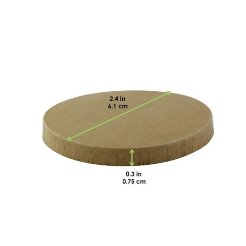 Couvercle plat brun en carton kraft perforé pour boisson chaude  H7,5mm