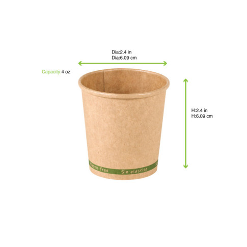 Gobelet Zen en carton kraft brun sans plastique, Waterbased  H62mm 120ml