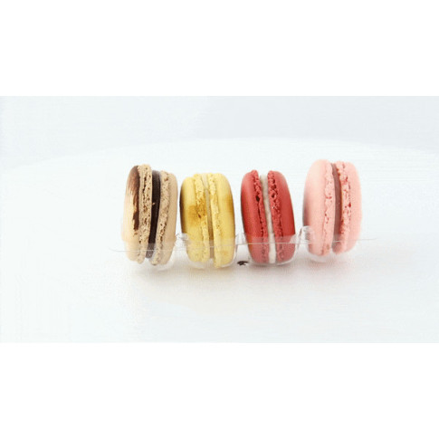 Insert plastique PET transparent pour 4 macarons (1x4) avec fermeture clipsable  128x68mm H23mm