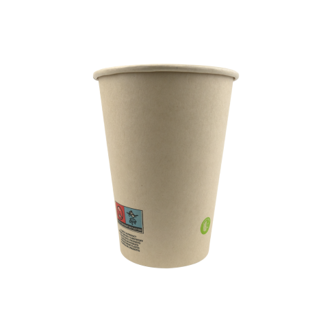 Gobelet blanc en carton fibre de bambou avec laminage plastique PE   H110mm 350ml