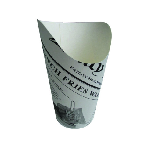 Gobelet snack carton blanc décor journal   H133mm