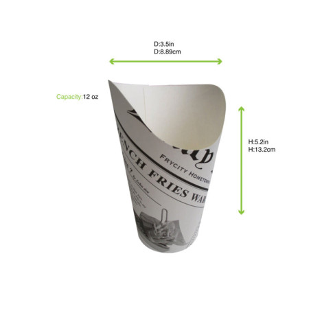 Gobelet snack carton blanc décor journal   H133mm