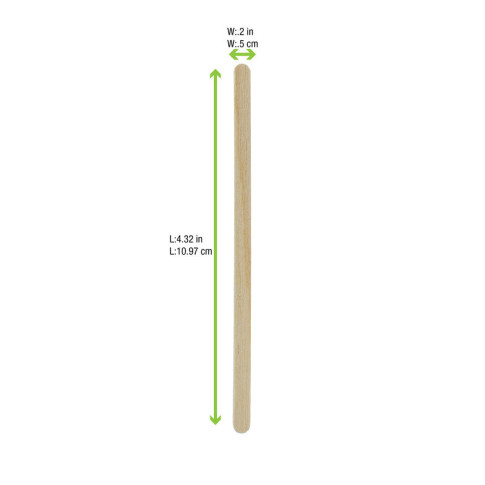 Spatule à café en bois à bouts arrondis  5 H110mm