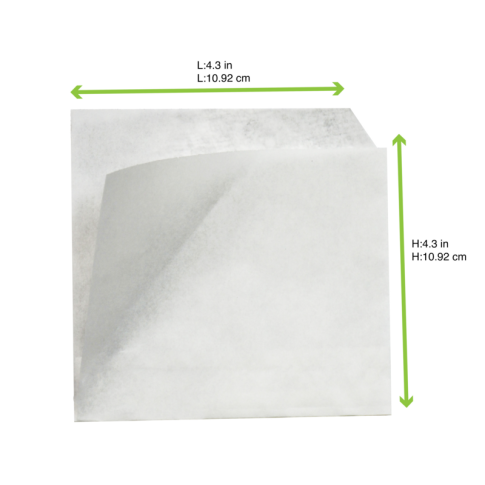 Sac papier blanc ingraissable ouvert sur 2 côtés  110x110mm