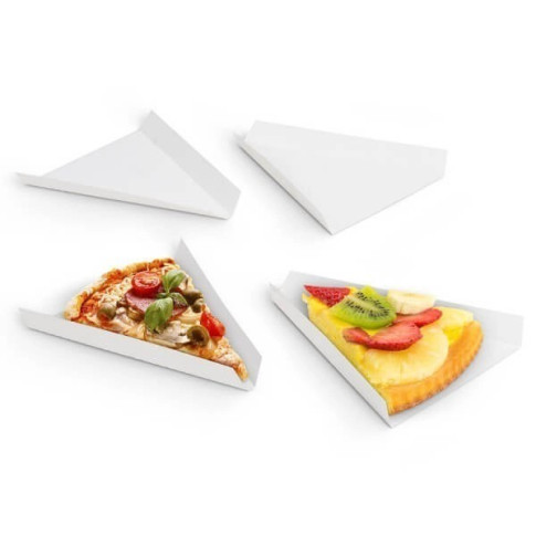 Assiette triangulaire carton blanc pour pizza ou tarte  175x27mm H27mm