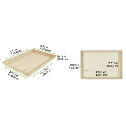 Plateau repas bois NOA  390x290mm H40mm