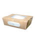 Boîte salade carton kraft brun à double fenêtre 167x118mm H50mm 900ml