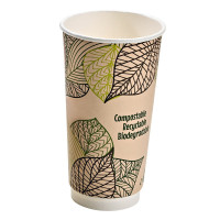 Gobelet en carton kraft brun à double paroi avec laminage PLA   H159mm 590ml