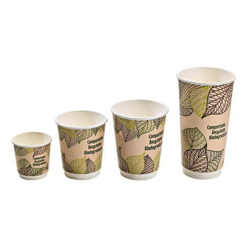 Gobelet en carton kraft brun à double paroi avec laminage PLA   H159mm 590ml
