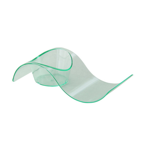 Mise en bouche  pot vague plastique PS vert transparente “Gizmo“  100x40mm H24mm