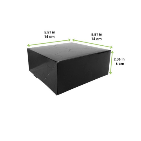 Boîte pâtissière noire effet marbré 140x140mm H60mm