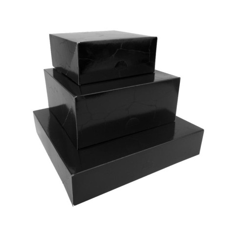 Boîte pâtissière noire effet marbré 140x140mm H60mm