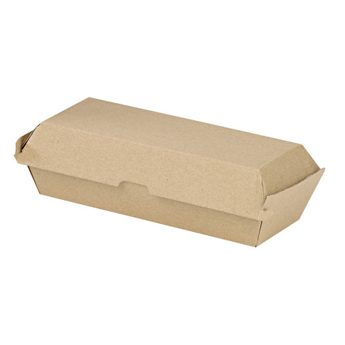 Boîte hot dog carton kraft brun microcannelé 238x98mm H70mm