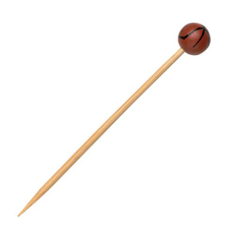 Pique bambou avec une extrémité décor basketball   H120mm
