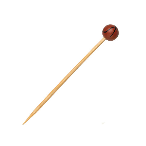 Pique bambou avec une extrémité décor basketball   H120mm