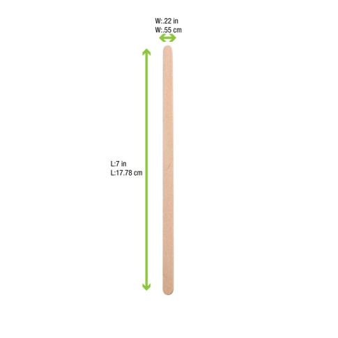 Spatule à café en bois à bouts arrondis  6 H176mm
