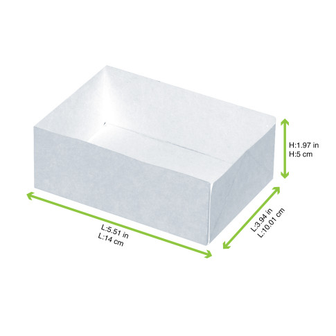 Boite pâtissière carton blanc sans couvercle  140x100mm H50mm