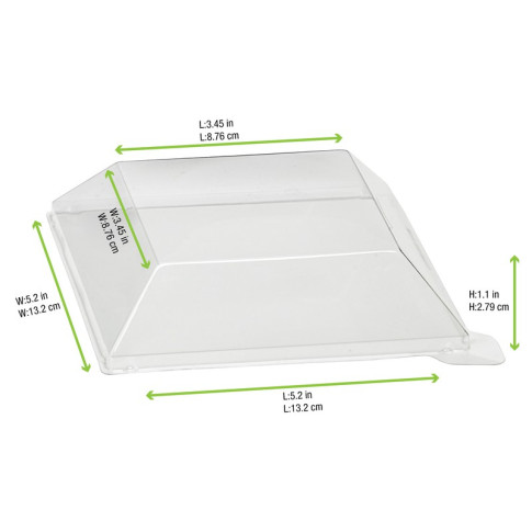 Couvercle dôme transparent en plastique PET pour mise en bouche Klarity 130x130mm H30mm