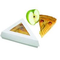 Boite pâtissière triangulaire carton blanc avec couvercle à fenêtre  155x130mm H45mm
