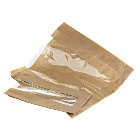 Sac papier kraft brun à fenêtre 120x50mm H220mm