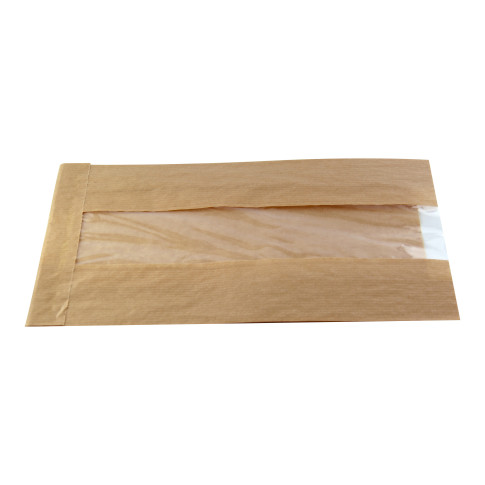 Sac papier kraft brun à fenêtre 120x50mm H220mm