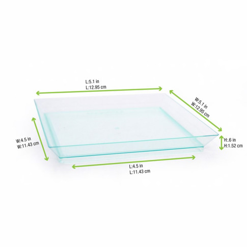 Elément de plateau réemployable plastique vert transparent "Klarity"  130x130mm