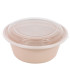 Bol Reemp beige en plastique PP avec couvercle transparent   H82mm 1200ml