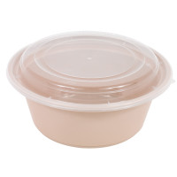 Bol Reemp beige en plastique PP avec couvercle transparent   H82mm 1200ml