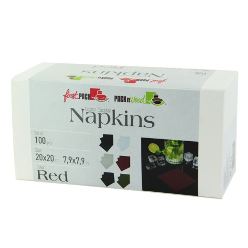 Serviette cocktail coton rouge  200x195mm