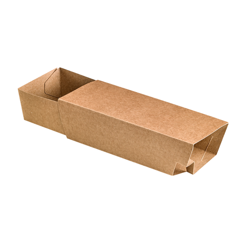 Couvercle étui coulissant en carton brun pour boite snack 215x90mm H53mm