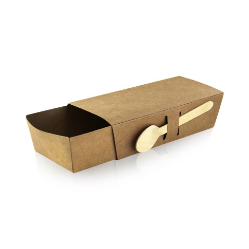 Couvercle étui coulissant en carton brun pour boite snack 215x90mm H53mm