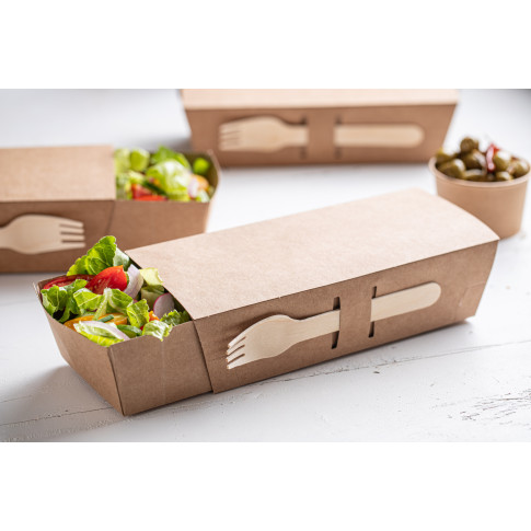 Couvercle étui coulissant en carton brun pour boite snack 215x90mm H53mm